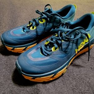 Hoka One One Trail Running Sneaker, Men's 7.5/Women's 9, Turquoise/Orange